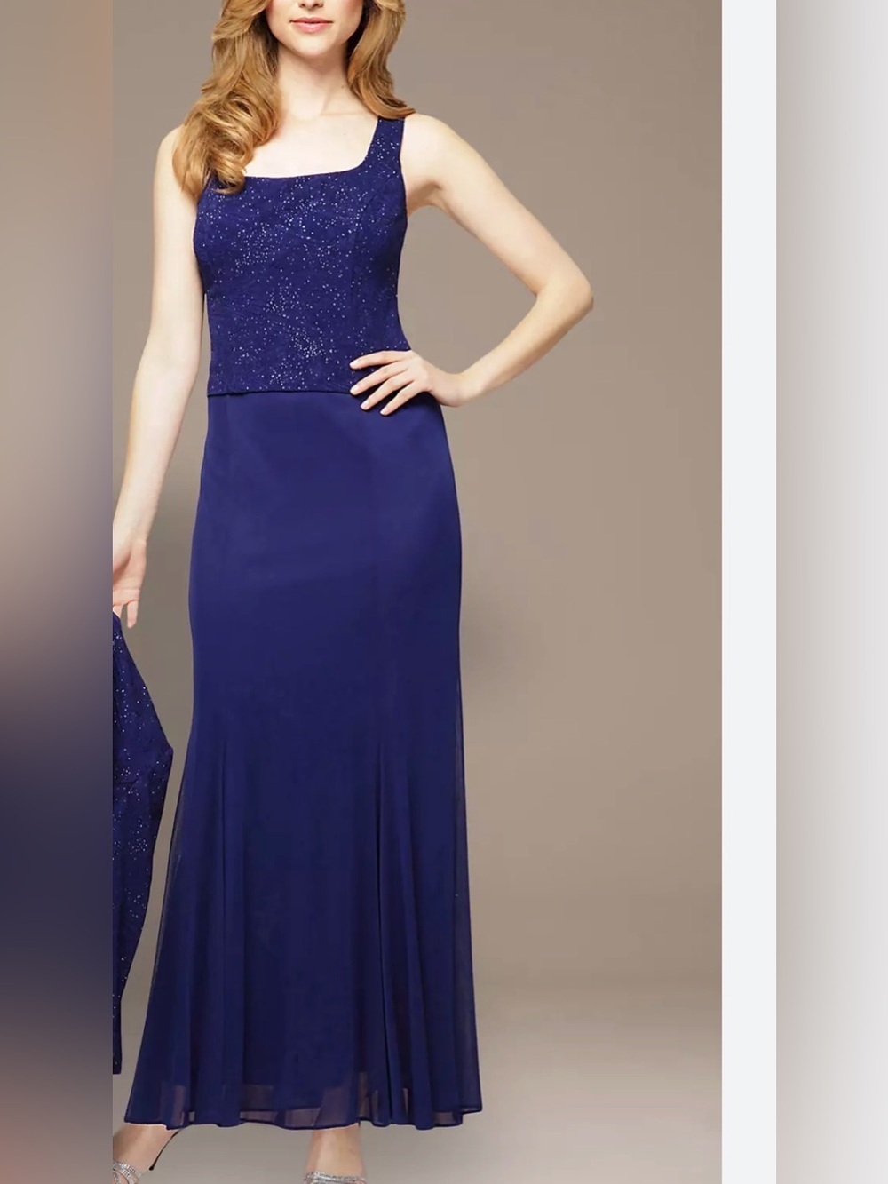 Alex Evenings Royal Blue Strapless Evening Gown with Sparkle Bodice